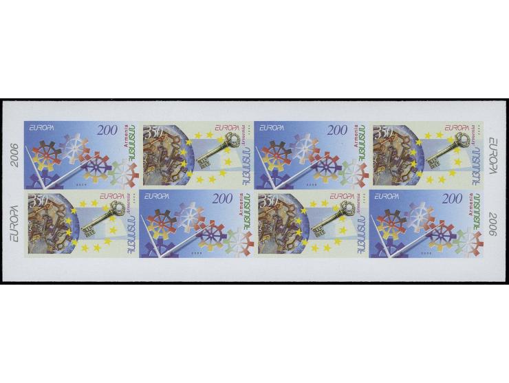 200 d. and 350 d. booklet sheet, 4 imperforated progressive die proofs incl. final design, only 4 such sets issued