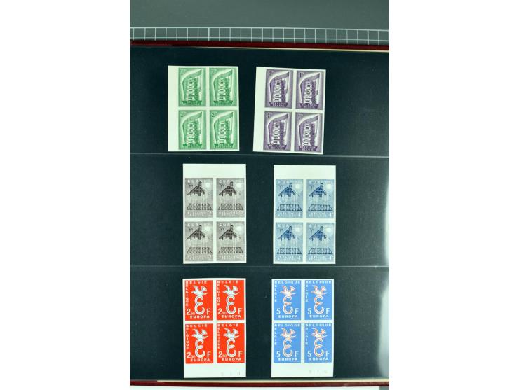 1956/92, all CEPT issues (except 1970) in imperforated blocks of four, almost all from the sheet margin or sheet corner, extr