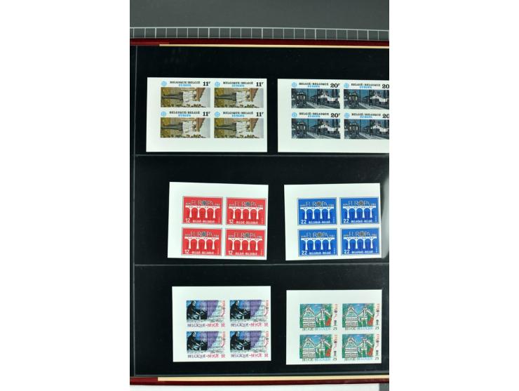1956/92, all CEPT issues (except 1970) in imperforated blocks of four, almost all from the sheet margin or sheet corner, extr
