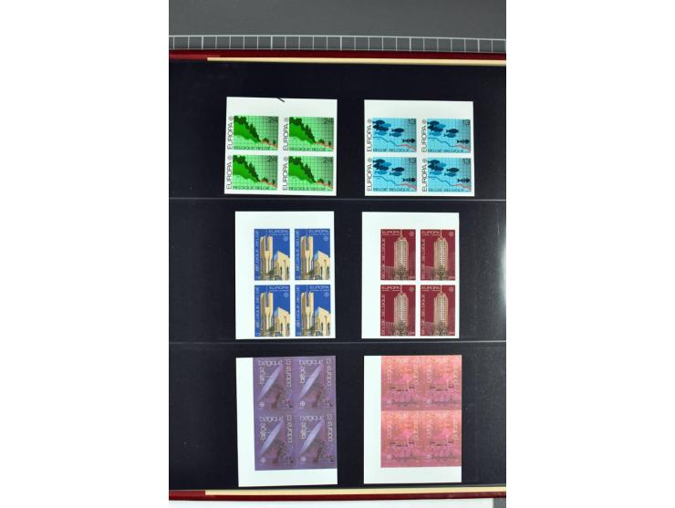 1956/92, all CEPT issues (except 1970) in imperforated blocks of four, almost all from the sheet margin or sheet corner, extr