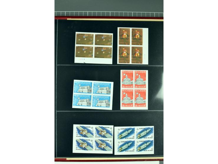 1956/92, all CEPT issues (except 1970) in imperforated blocks of four, almost all from the sheet margin or sheet corner, extr