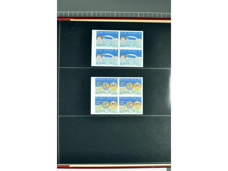 1956/92, all CEPT issues (except 1970) in imperforated blocks of four, almost all from the sheet margin or sheet corner, extr