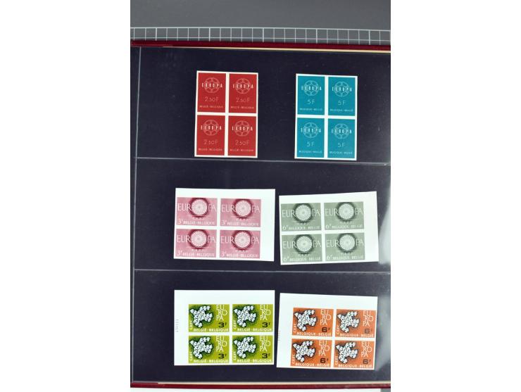 1956/92, all CEPT issues (except 1970) in imperforated blocks of four, almost all from the sheet margin or sheet corner, extr