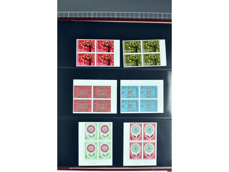 1956/92, all CEPT issues (except 1970) in imperforated blocks of four, almost all from the sheet margin or sheet corner, extr