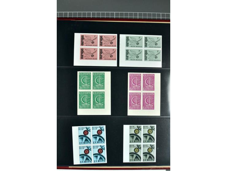 1956/92, all CEPT issues (except 1970) in imperforated blocks of four, almost all from the sheet margin or sheet corner, extr