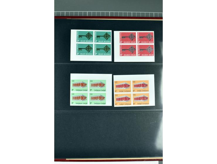 1956/92, all CEPT issues (except 1970) in imperforated blocks of four, almost all from the sheet margin or sheet corner, extr