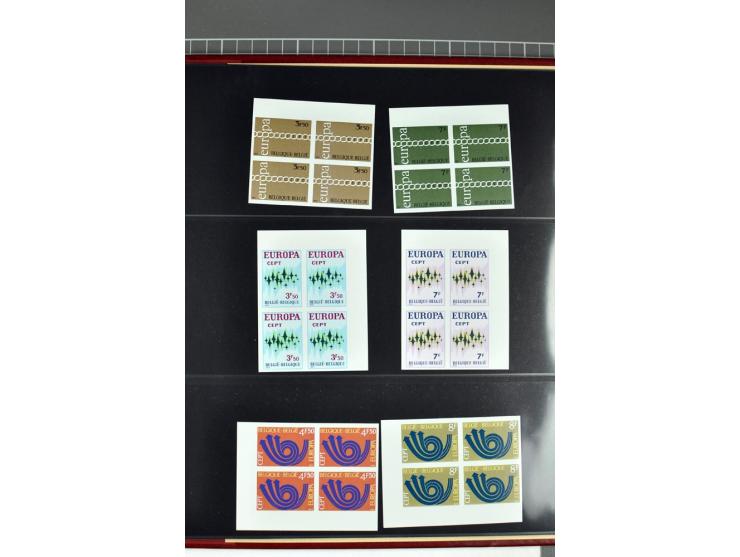 1956/92, all CEPT issues (except 1970) in imperforated blocks of four, almost all from the sheet margin or sheet corner, extr
