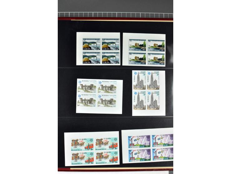 1956/92, all CEPT issues (except 1970) in imperforated blocks of four, almost all from the sheet margin or sheet corner, extr