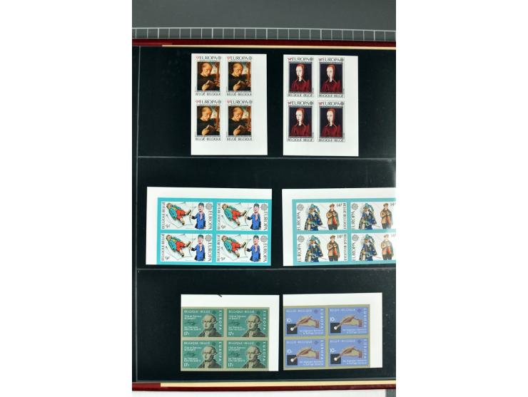 1956/92, all CEPT issues (except 1970) in imperforated blocks of four, almost all from the sheet margin or sheet corner, extr