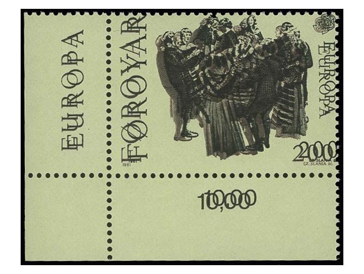 200 ö. with heavily shifted offset-printing, a lower left sheet corner, unmounted mint