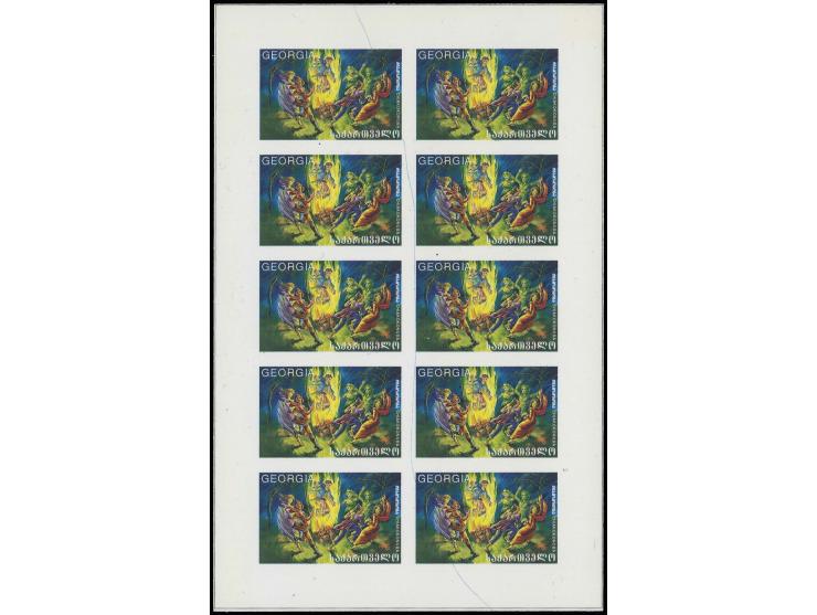1998, both values in proof sheets without marginal inscriptions and combined proof with inscriptions, all imperforated on ung