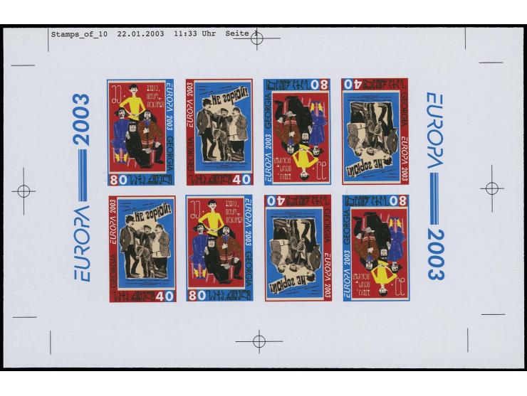2003, 40 t. and 80 t., both miniature sheets and stamp booklet sheet as imperforated proofs on cromalin paper