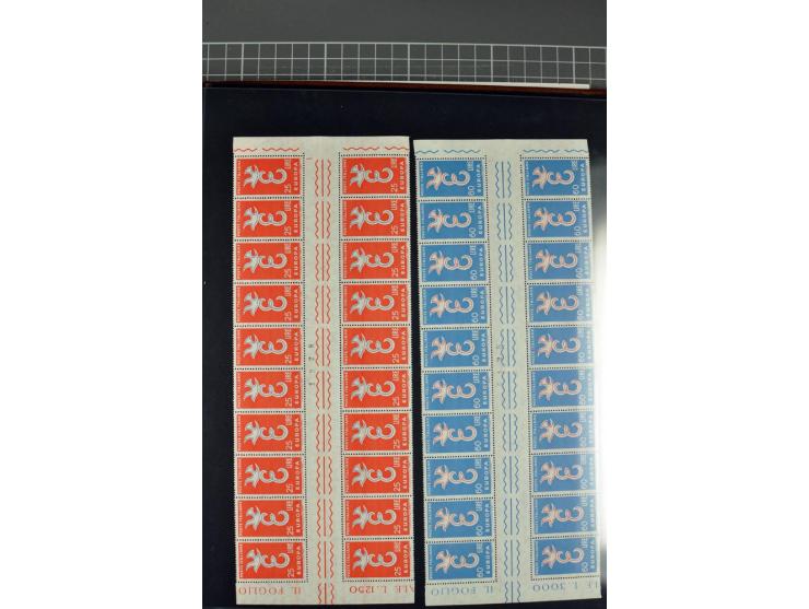 1958, 1960/64 and 1966, all special issues in complete gutter blocks of twenty, 1963 and 1966 with empty spaces, also 3 thema