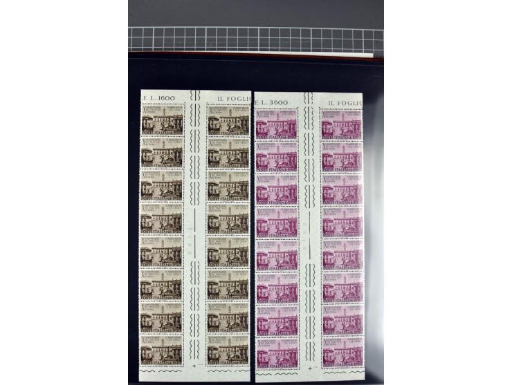 1958, 1960/64 and 1966, all special issues in complete gutter blocks of twenty, 1963 and 1966 with empty spaces, also 3 thema