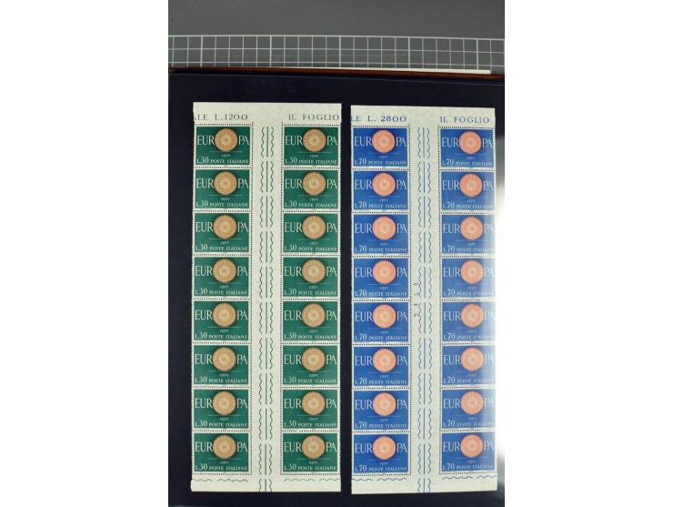 1958, 1960/64 and 1966, all special issues in complete gutter blocks of twenty, 1963 and 1966 with empty spaces, also 3 thema