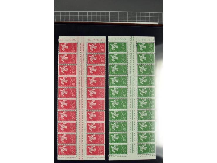 1958, 1960/64 and 1966, all special issues in complete gutter blocks of twenty, 1963 and 1966 with empty spaces, also 3 thema