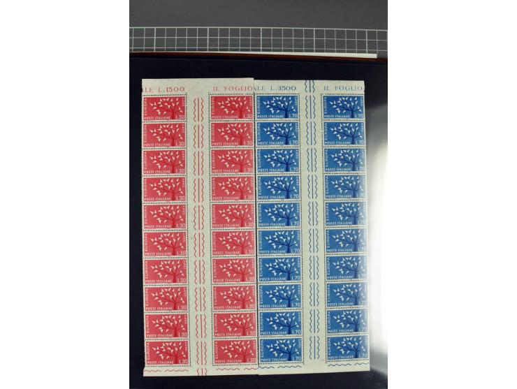1958, 1960/64 and 1966, all special issues in complete gutter blocks of twenty, 1963 and 1966 with empty spaces, also 3 thema