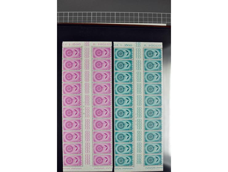 1958, 1960/64 and 1966, all special issues in complete gutter blocks of twenty, 1963 and 1966 with empty spaces, also 3 thema