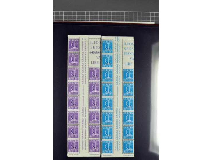 1958, 1960/64 and 1966, all special issues in complete gutter blocks of twenty, 1963 and 1966 with empty spaces, also 3 thema