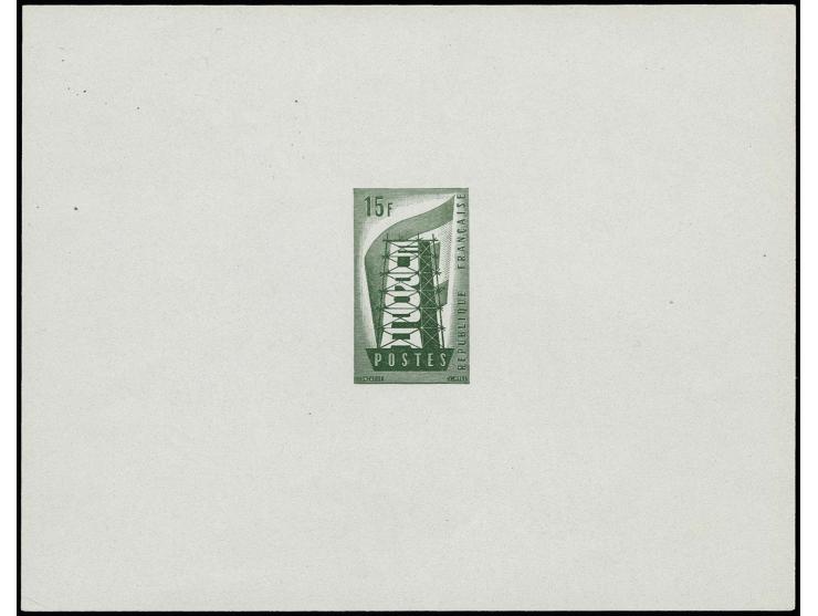 15 fr., épreuve de couleur vert au dessin déviant sur papier mince sans perforation