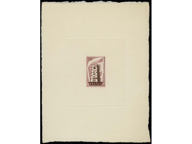 30 fr., épreuve de couleur carmin/carmin foncé sur papier fait main en grand format