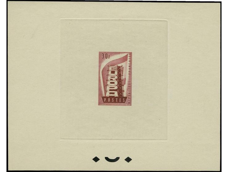 30 fr., épreuve de couleur carmin/carmin foncé sur papier de carton avec perforation