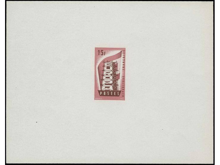 15 fr., épreuve de couleur rose/rouge-brun sur papier mince sans perforation