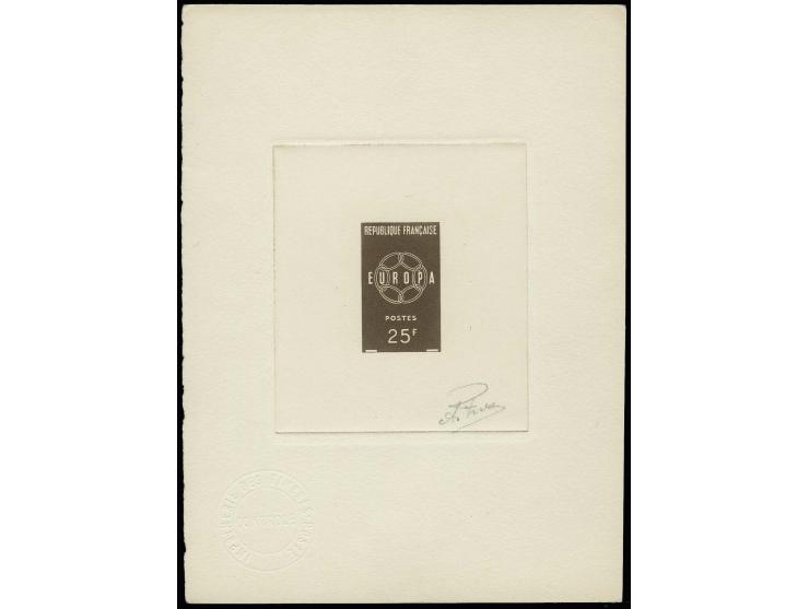 Timbre spécial 25 fr., épreuve d'artiste brune sur papier fait main, bloc grand format, signé par le graveur, très rare