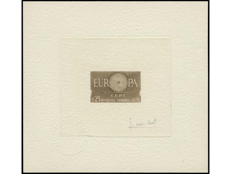 Timbre spécial 0,25 fr., épreuve d'artiste brune claire sur papier fait main, signé par le graveur, très rare