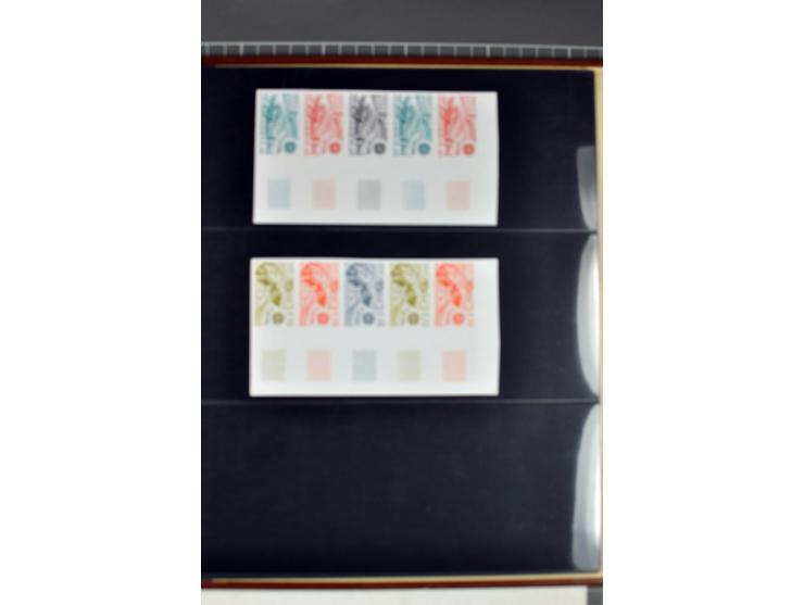 1956/81, Essais de  couleurs non dentelés , timbres avec bord de feuille, numéros de la marge de la  feuille etc., neufs sans