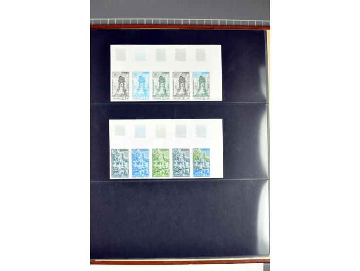 1956/81, Essais de  couleurs non dentelés , timbres avec bord de feuille, numéros de la marge de la  feuille etc., neufs sans
