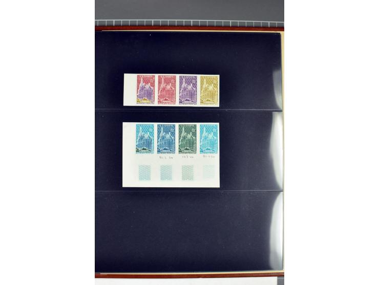 1956/81, Essais de  couleurs non dentelés , timbres avec bord de feuille, numéros de la marge de la  feuille etc., neufs sans