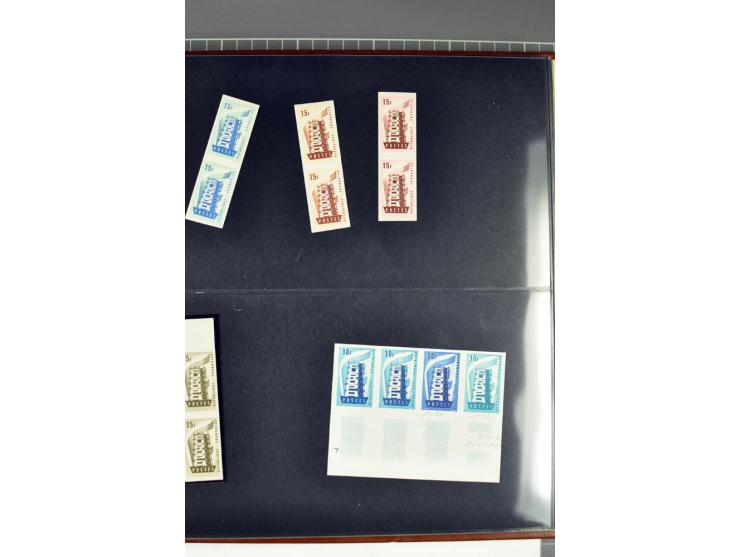 1956/81, Essais de  couleurs non dentelés , timbres avec bord de feuille, numéros de la marge de la  feuille etc., neufs sans