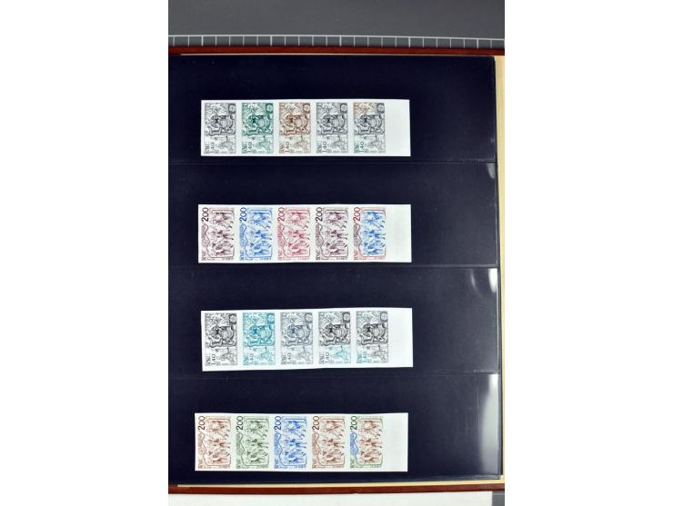 1956/81, Essais de  couleurs non dentelés , timbres avec bord de feuille, numéros de la marge de la  feuille etc., neufs sans