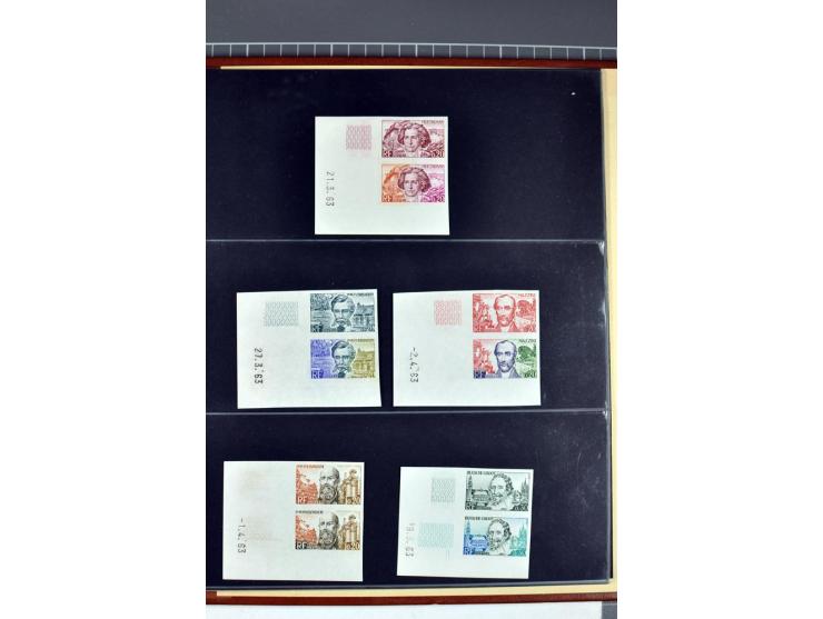 1956/81, Essais de  couleurs non dentelés , timbres avec bord de feuille, numéros de la marge de la  feuille etc., neufs sans