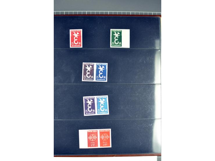 1956/81, Essais de  couleurs non dentelés , timbres avec bord de feuille, numéros de la marge de la  feuille etc., neufs sans