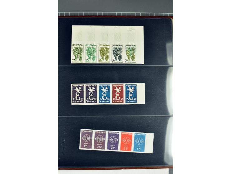 1956/81, Essais de  couleurs non dentelés , timbres avec bord de feuille, numéros de la marge de la  feuille etc., neufs sans