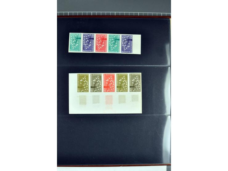 1956/81, Essais de  couleurs non dentelés , timbres avec bord de feuille, numéros de la marge de la  feuille etc., neufs sans