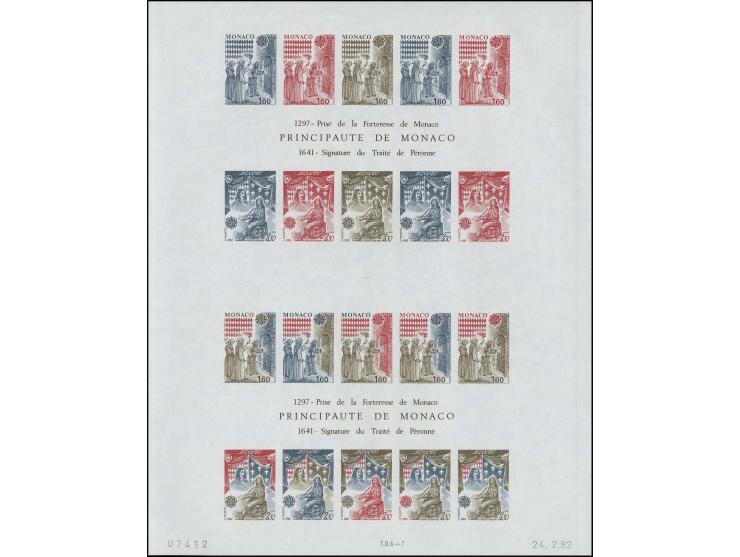Bloc double avec essais de couleur, inscriptions noires au milieu, non dentelé, neuf sans charnière