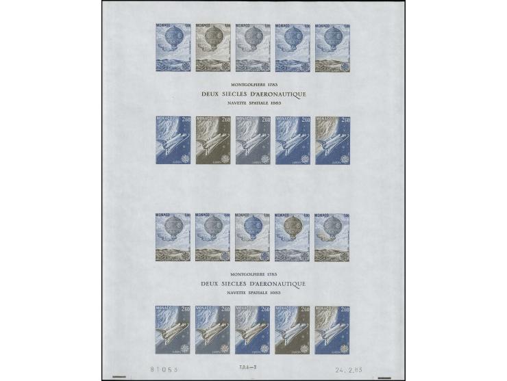 Bloc double avec essais de couleur en nuances foncées, non dentelé, neuf sans charnière