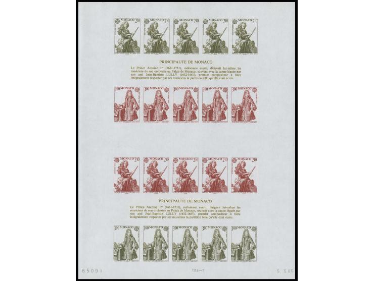Bloc double avec essais de couleur olives et rouges, non dentelé, neuf sans charnière