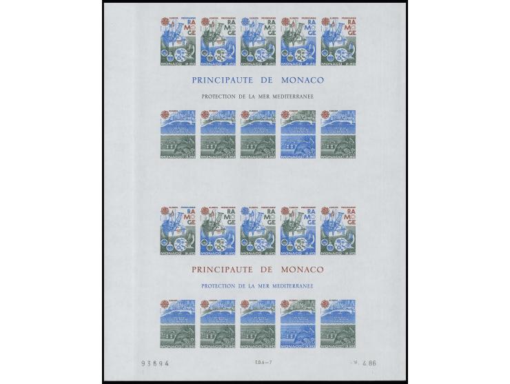 1986, bloc double avec essais de couleur en nuances claires, non dentelé, neuf sans charnière
