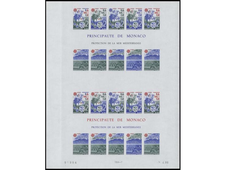 Bloc double avec essais de couleur en nuances foncées, non dentelé, neuf sans charnière