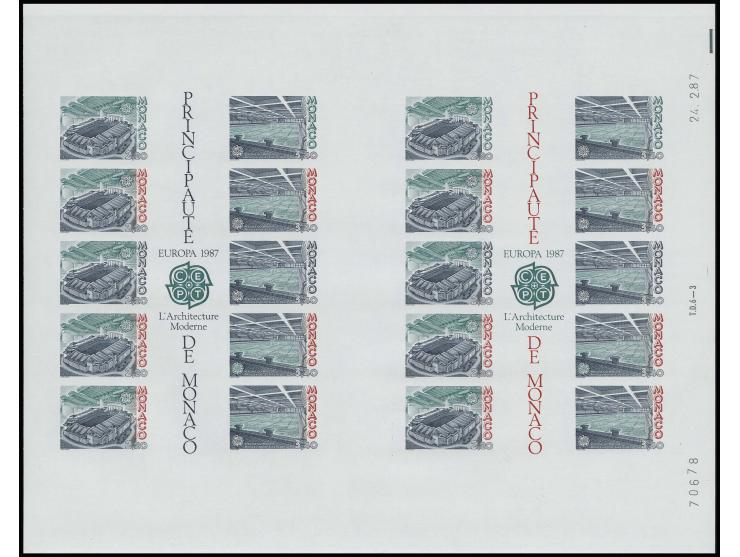 1987, bloc double avec essais de couleur verts, noirs et rouges, non dentelé, neuf sans charnière