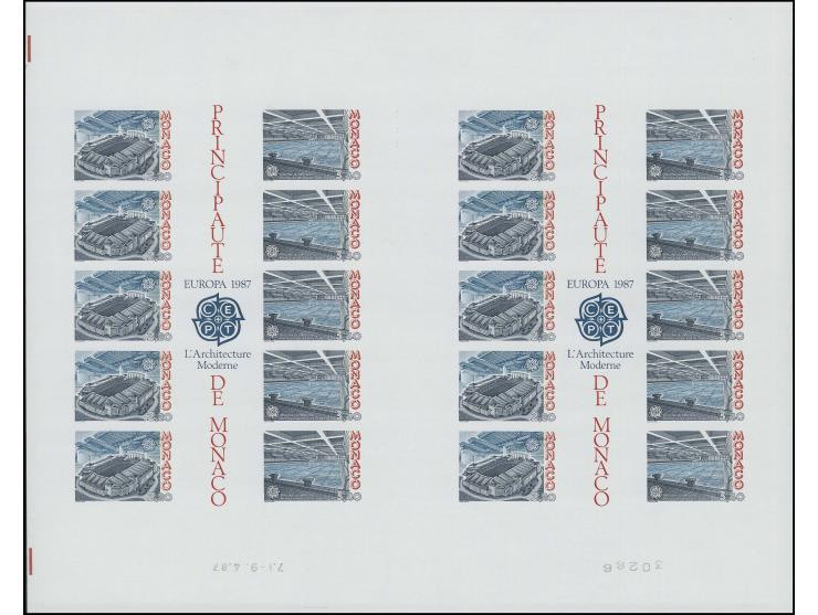 1987, bloc double (feuille) non dentelé, neuf sans charnière