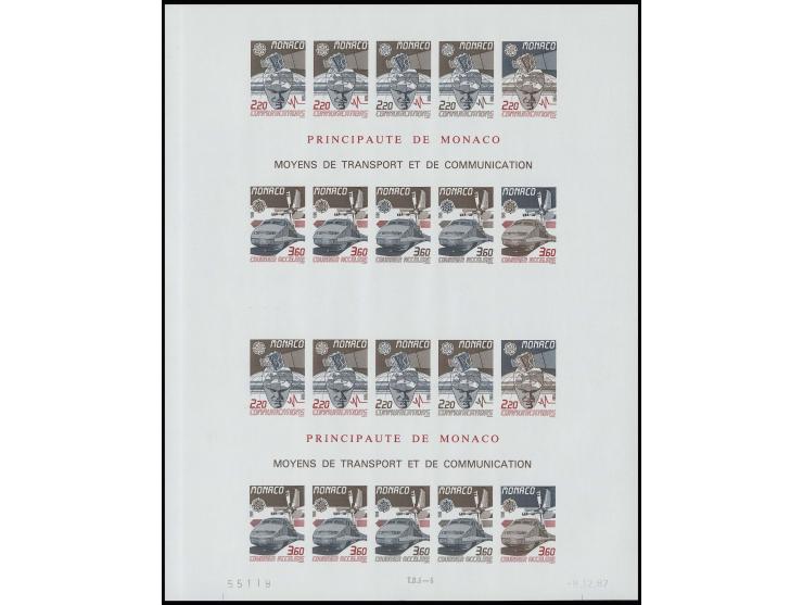 1988, bloc double avec essais de couleur noirs, bruns et rouges, non dentelé, neuf sans charnière