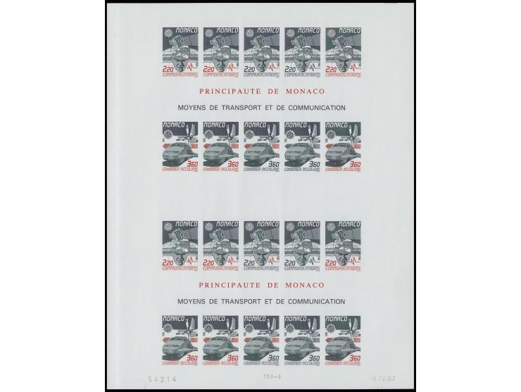 Bloc double avec essais de couleur noirs, noir-verts et rouges, non dentelé, neuf sans charnière