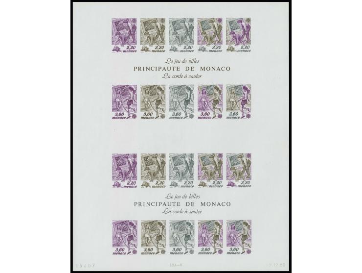 Bloc double avec essais de couleur en nuances foncées, non dentelé, neuf sans charnière