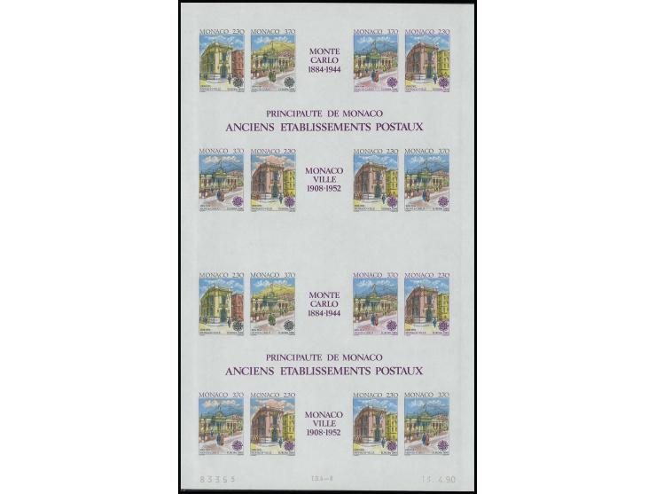 Bloc double avec essais de couleur, insriptions violettes au milieu, non dentelé, neuf sans charnière