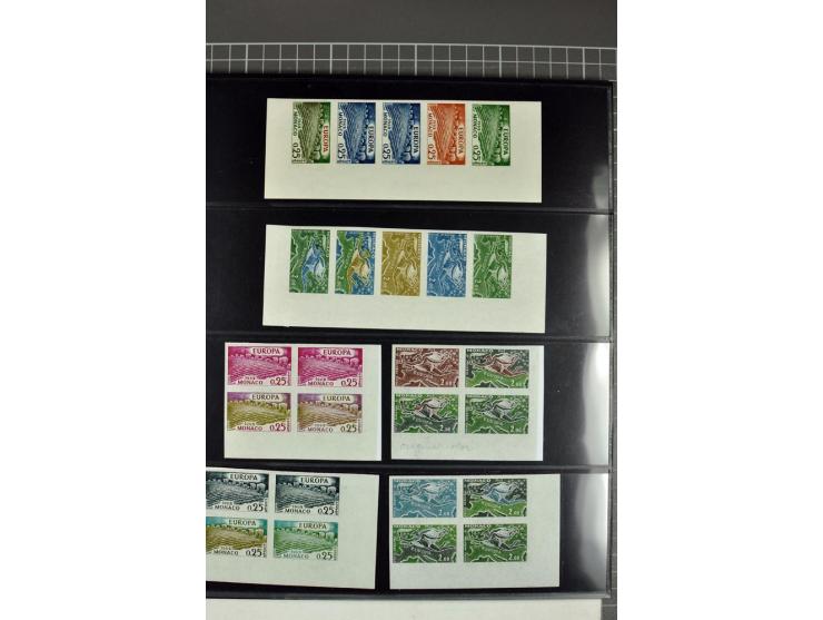 1962/95, collection d'essais de couleur, surtout des ensembles, avec différentes couleurs, bloc de quatre en couleurs origina